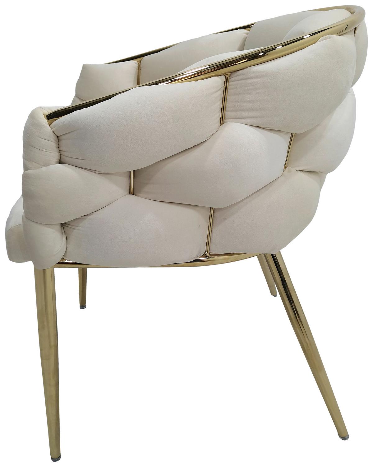 Sada židlí s područkami 2ks/sada - krémová/barvy zlata, Moderní, kov/textil (65/79/61cm) - MID.YOU
