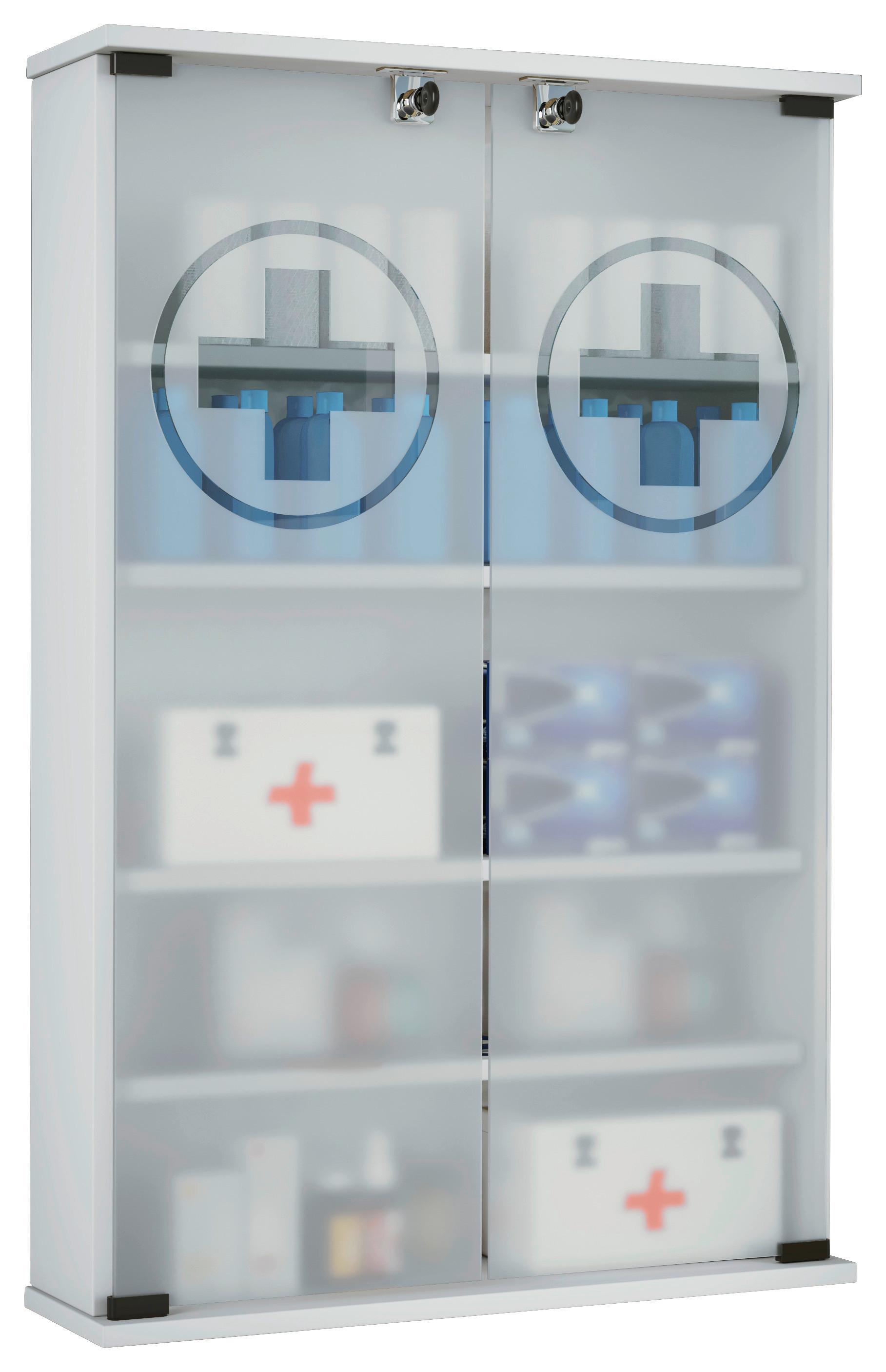 Medizinschrank Janula Weiß Bxh: 60x91 Cm Abschließbar - Weiß, MODERN, Glas/Holzwerkstoff (60/91/17,2cm) - MID.YOU