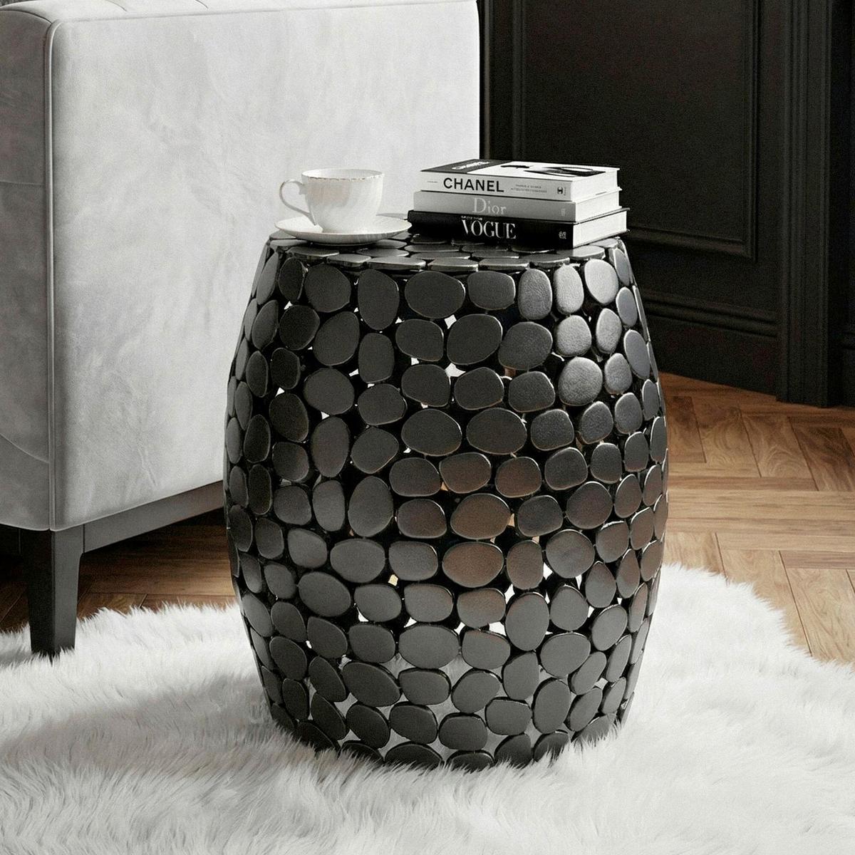 Beistelltisch Schwarz B: 40 cm - Schwarz, Design, Metall (40/46/40cm) - Livetastic