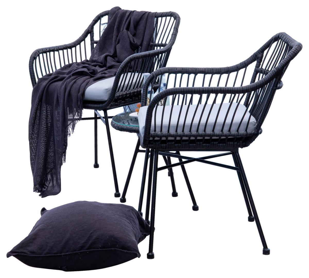 Balkonset Viga - Schwarz, KONVENTIONELL, Kunststoff/Metall - Gardenson