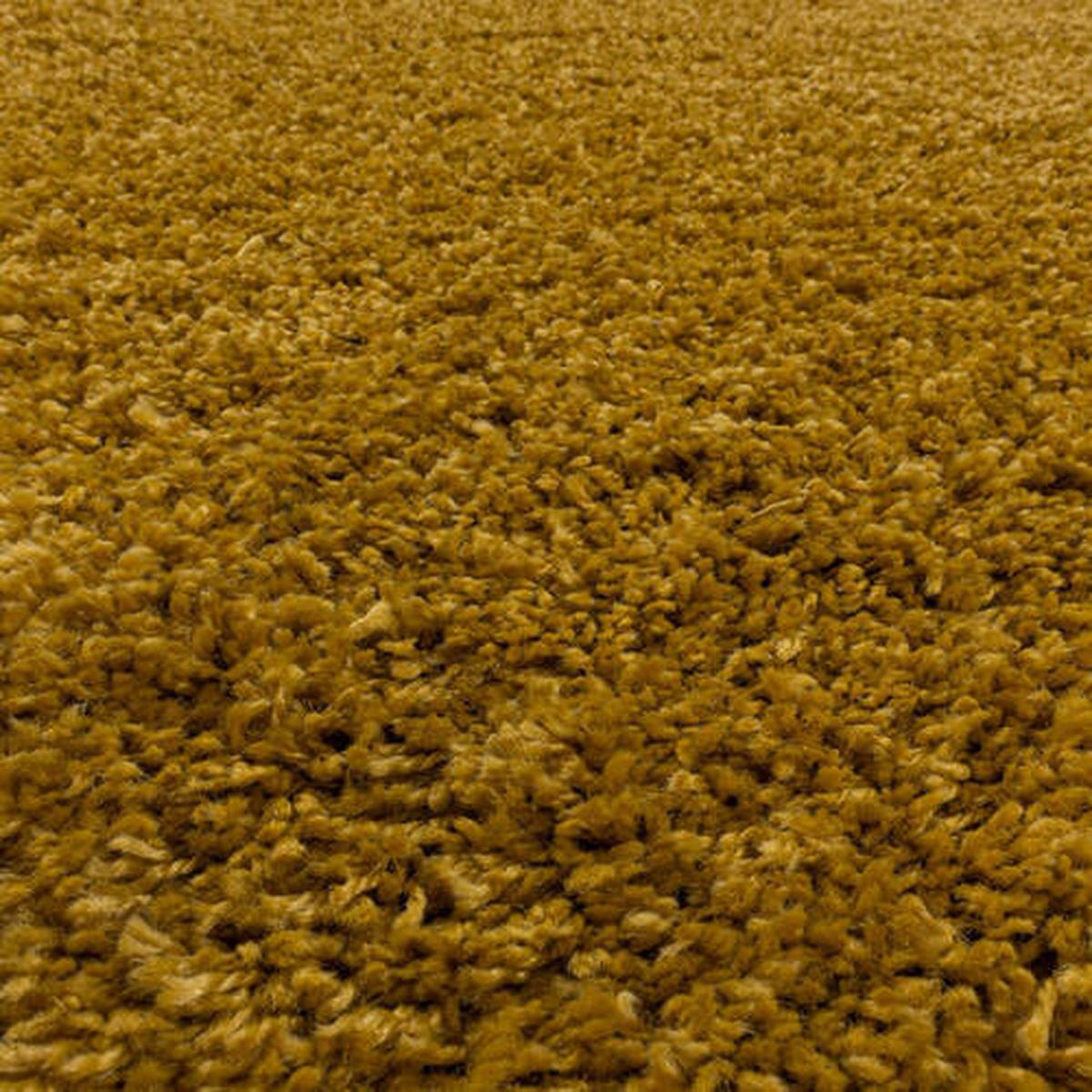 Hochflor Teppich Goldfarben Naturfaser Sydney Ø 200 cm - Goldfarben, Basics, Textil (200cm)