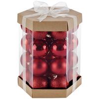 Christbaumkugel Kunststoff Rot Set Aus 28 Stk. - Rot/Braun, KONVENTIONELL, Karton/Kunststoff (6cm) - Luca Bessoni