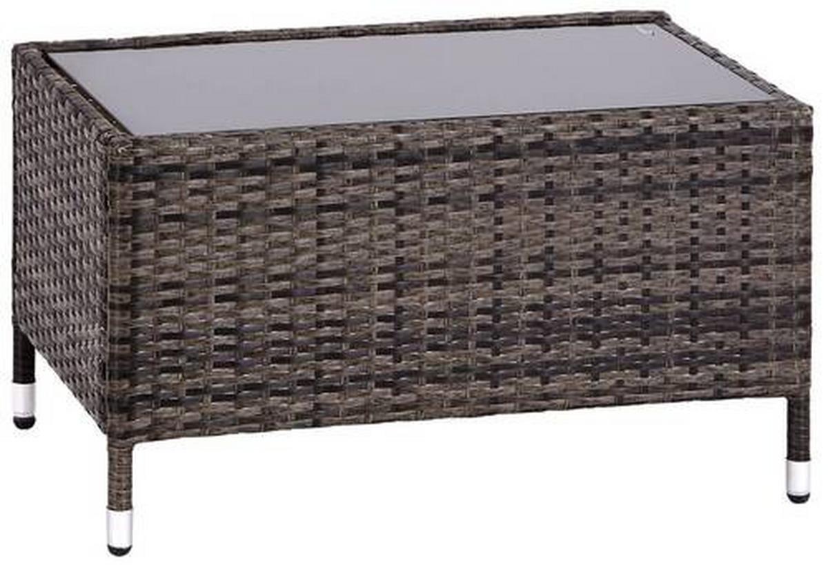 Loungegarnitur 4-tlg Valencia Kunststoff/glas Mit Kissen - Dunkelbraun/Creme, MODERN, Glas/Kunststoff - Ondega