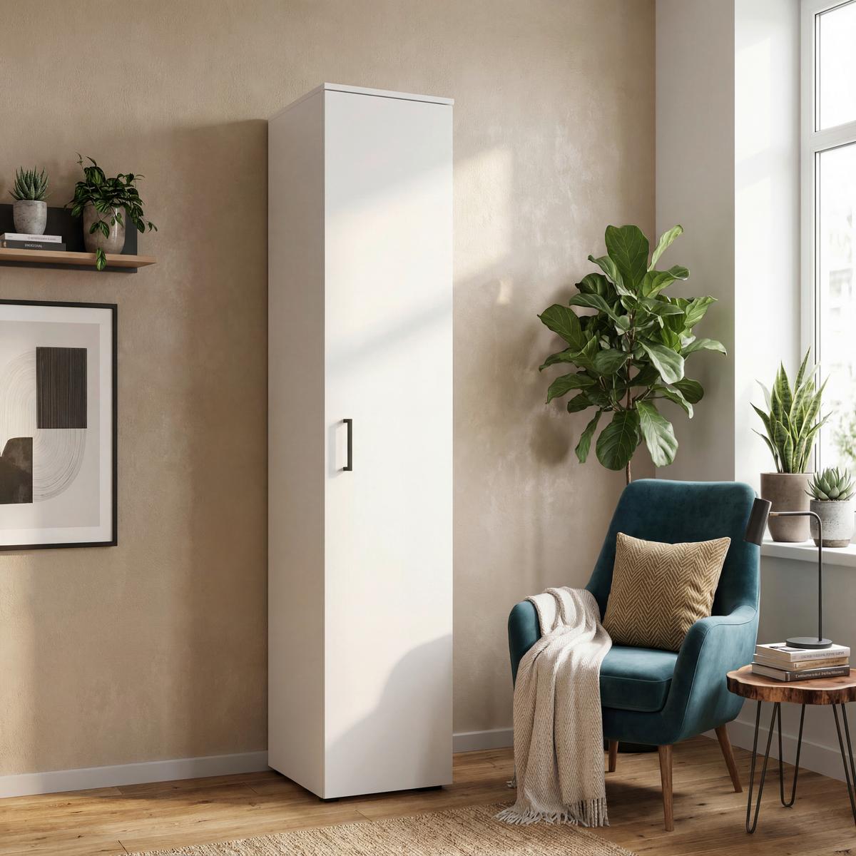 Mehrzweckschrank Multi Weiß BxH 45x195 cm mit Einlegeböden - Weiß, MODERN, Holzwerkstoff (45/195/40cm)