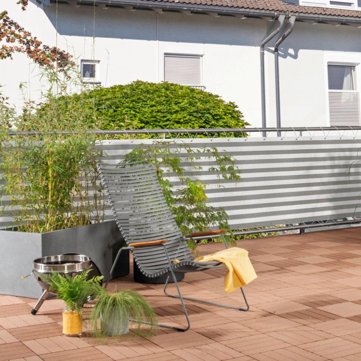 Sichtschutz Balkonblende Ibiza 0,9x5m, - Weiß/Grau, Basics, Kunststoff (500/90cm) - Windhager