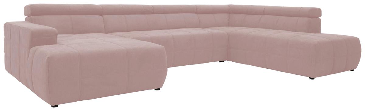 Wohnlandschaft Brandon Kopfteilverstellung Pink - Schwarz/Rosa, Design, Textil (175/359/228cm) - MID.YOU