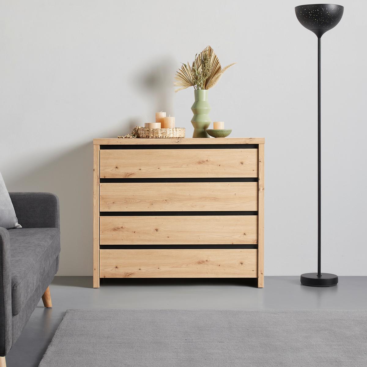 KOMODA LARIOS C -EXKLUSIV- - čierna/dub artisan, Modern, kompozitné drevo (105/91/40cm) - Mömax