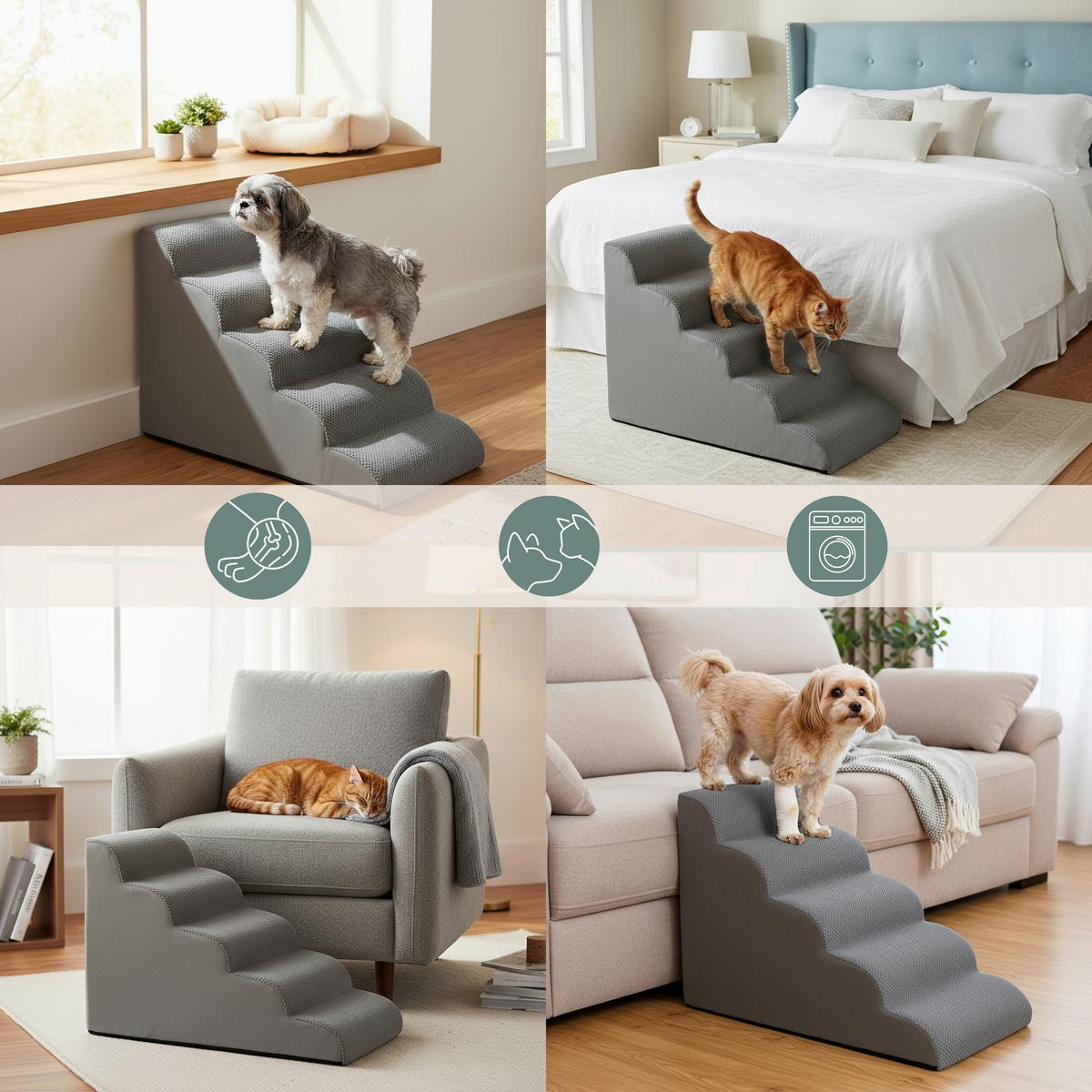 TIERHAUS Pawy Step Grau B: 40cm - Grau, MODERN, Textil (40/57/83cm) - MID.YOU