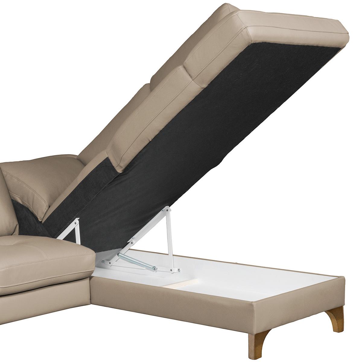 Ecksofa Fargo Hellgrau B: 234x190 Cm - Buchefarben/Hellgrau, Design, Leder/Textil (234/190cm) - Livetastic