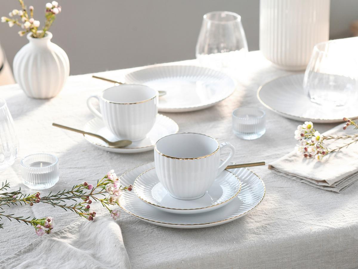 Kaffeeservice Allegra Goldfarben/weiß 18--Teilig - Goldfarben/Weiß, Basics, Keramik - Creatable