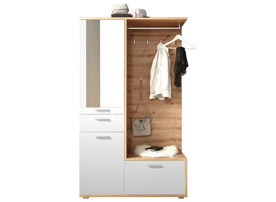 Garderobe Entra B: 117 cm Weiß - Eichefarben/Weiß, MODERN, Glas/Holzwerkstoff (117/198/38cm) - Xora Garderobe Entra B: 117 cm Weiß - Eichefarben/Weiß, MODERN, Glas/Holzwerkstoff (117/198/38cm) - Xora