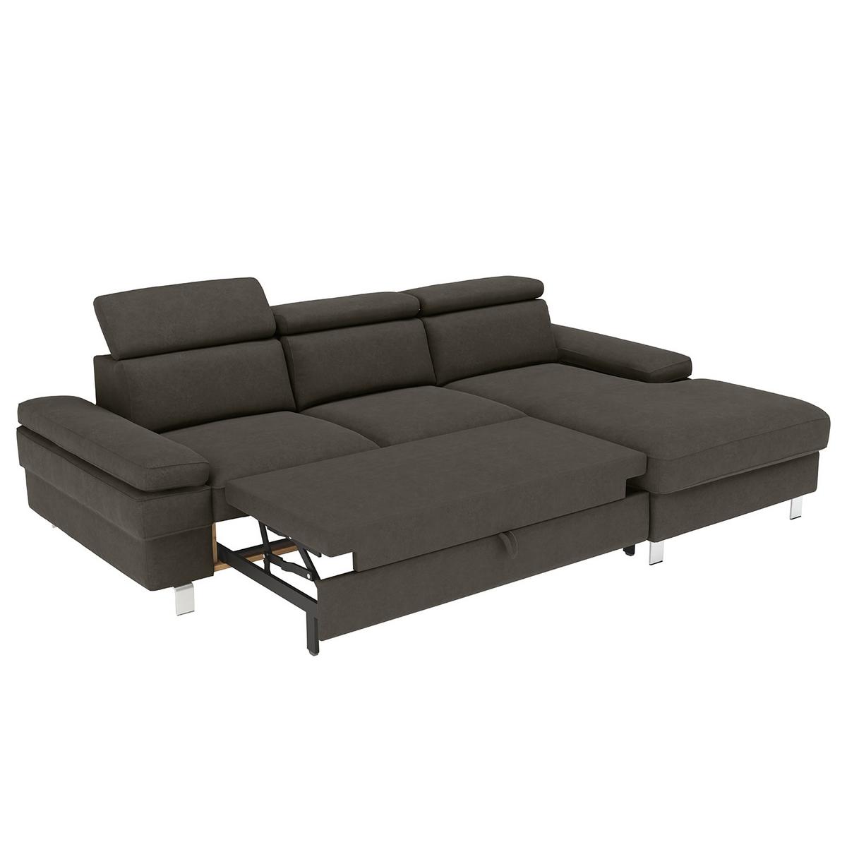 Ecksofa Elvis, Anthrazit S: 259x182 Cm - Anthrazit/Silberfarben, KONVENTIONELL, Textil (259/182cm) - Trendmanufaktur