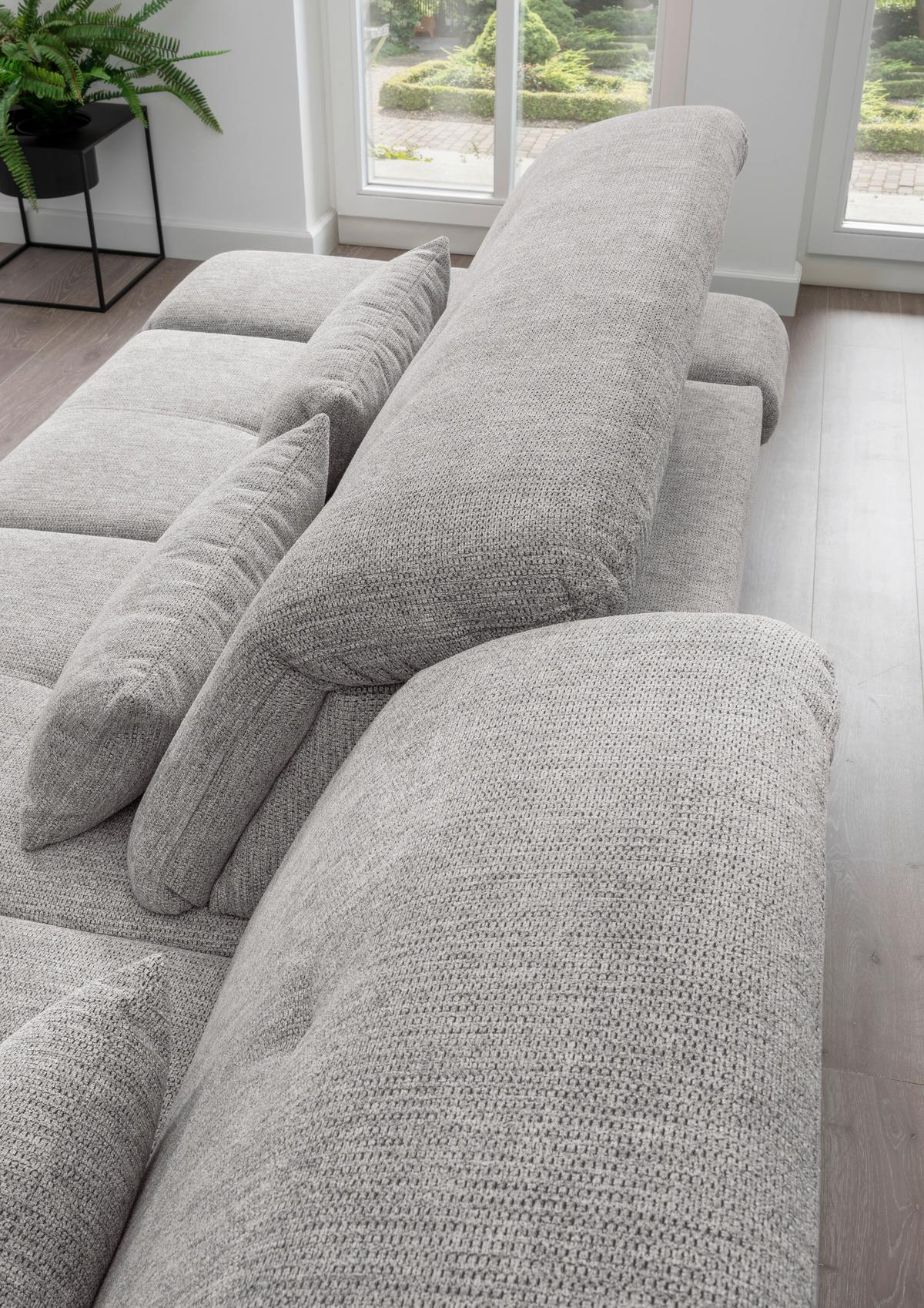 Wohnlandschaft Dalida Grau U: 195x376x254 Cm - Chromfarben/Grau, Design, Textil (195/376/254cm) - Livetastic