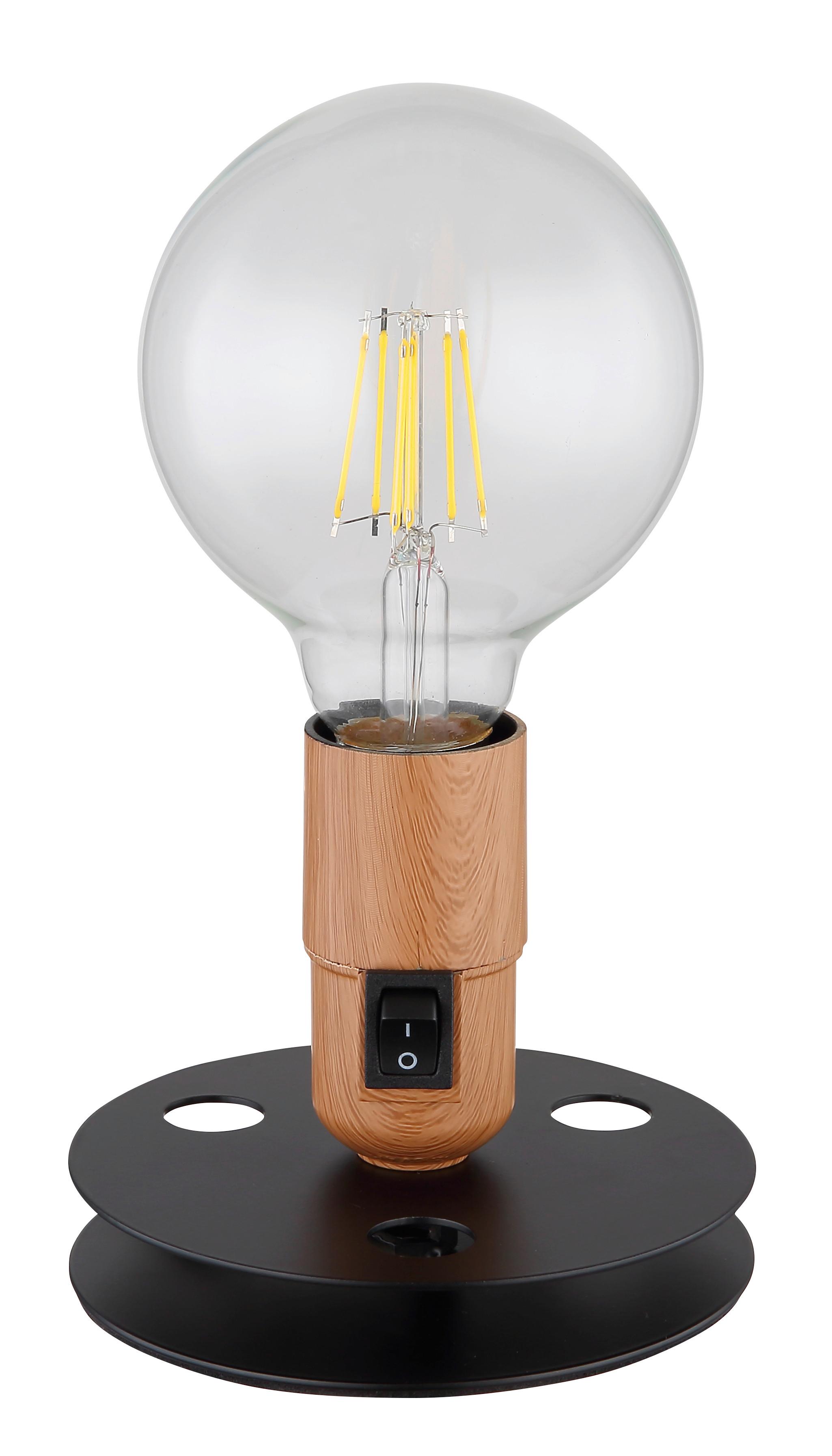 Tischlampe Schwarz Mit Schalter - Schwarz, KONVENTIONELL, Metall (12/9cm) - Globo