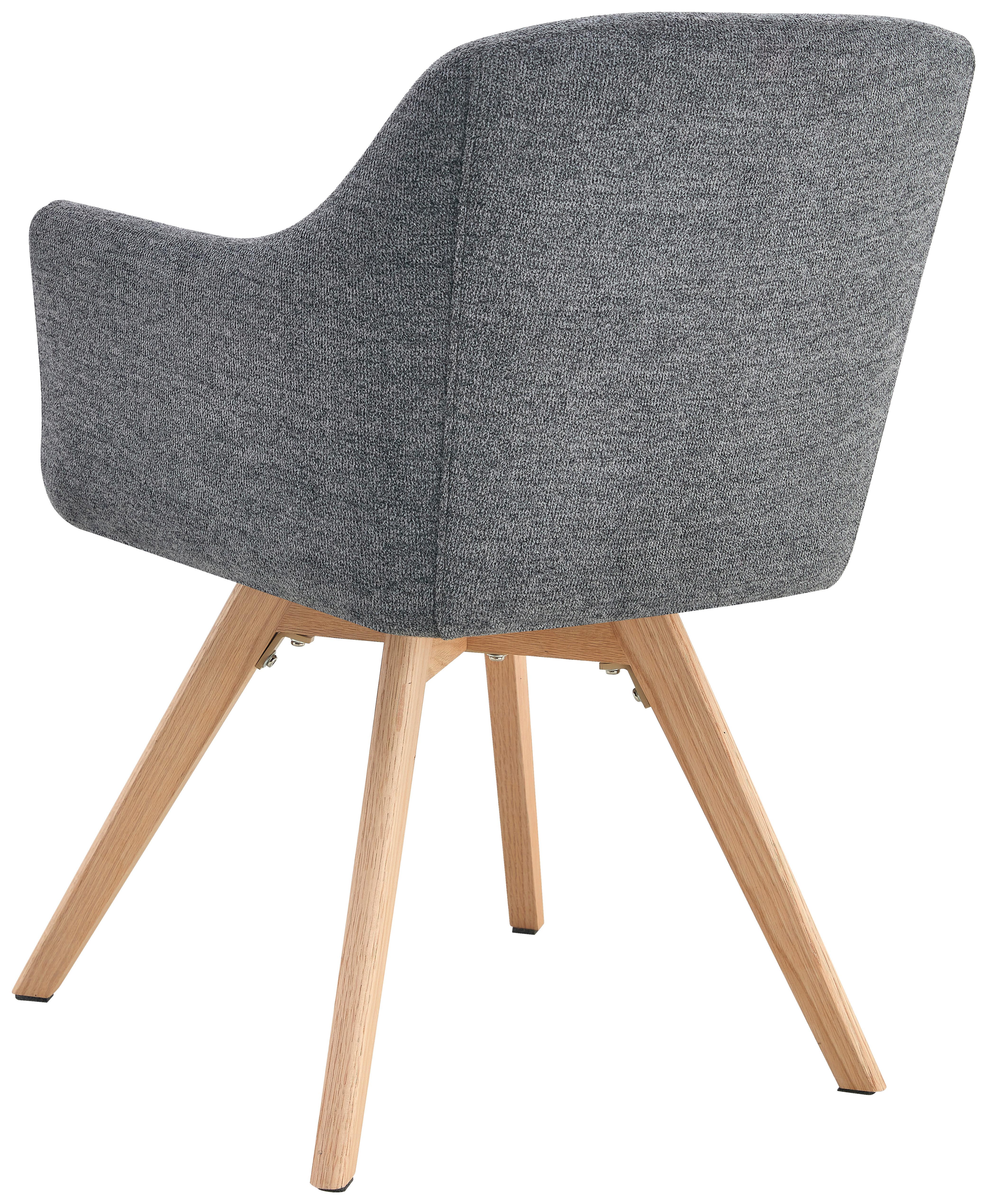 Armlehnstuhl Mats Webstoff Grau, B: 61 Cm - Naturfarben/Grau, KONVENTIONELL, Holz/Textil (61/85,5/63,5cm) - Livetastic