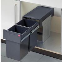 Abfallsammler Tandem 2x15l Handauszug Bxhxt 24,2x40x49 Cm - Anthrazit, Basics, Kunststoff/Metall (24,2/40/49cm)