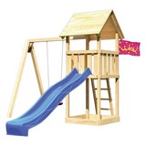 Spielturm Heidi Set L - Blau/Naturfarben, Holz (107/291/107cm) - Karibu