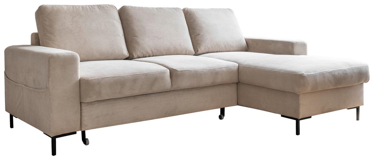 Ecksofa Lofty Lilly Beige S: 236x148cm - Beige/Schwarz, Design, Textil (236/148cm) - MID.YOU