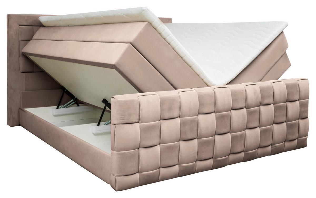 Boxspringbett Grenada Beige, Lf: 180x200 cm - Beige, MODERN, Textil (180/200cm) - Livetastic