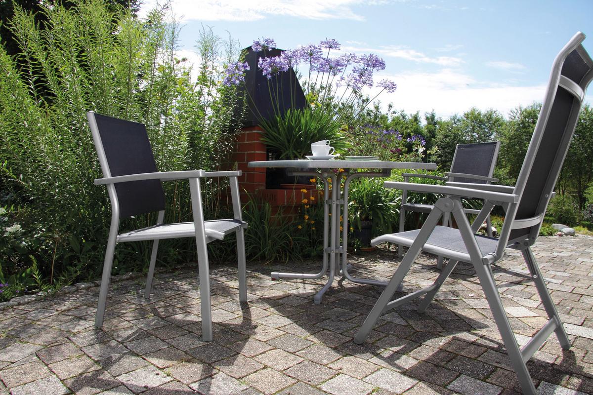 Gartentisch Klappbar Acamp Metall/Holzwerkstoff L: 70 cm - Platinfarben/Grau, Basics, Holzwerkstoff/Metall (70/70/72cm) - Gardenson
