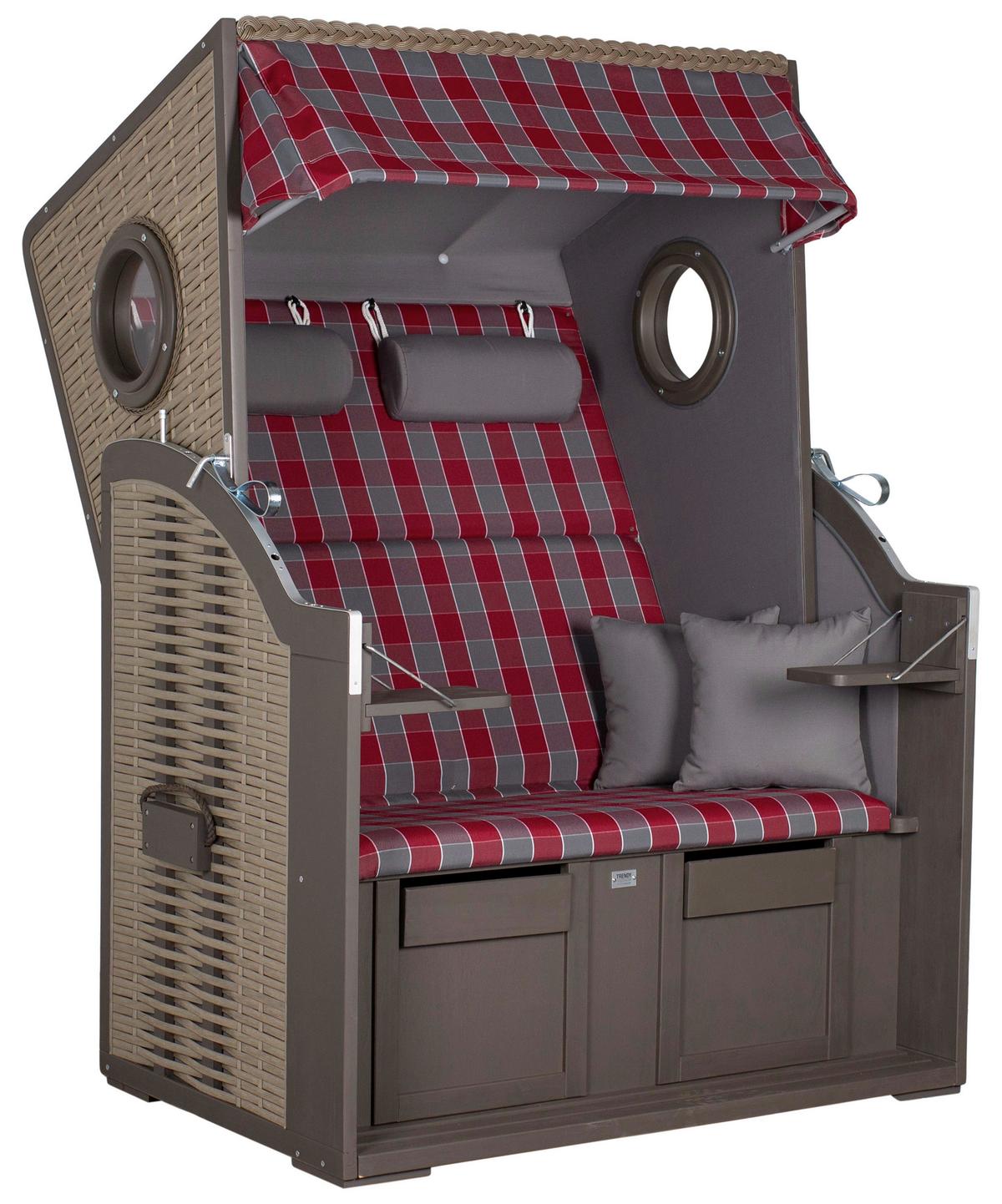 Strandkorb Twin View Grau - Grau, LIFESTYLE, Holz (120/160/80cm)