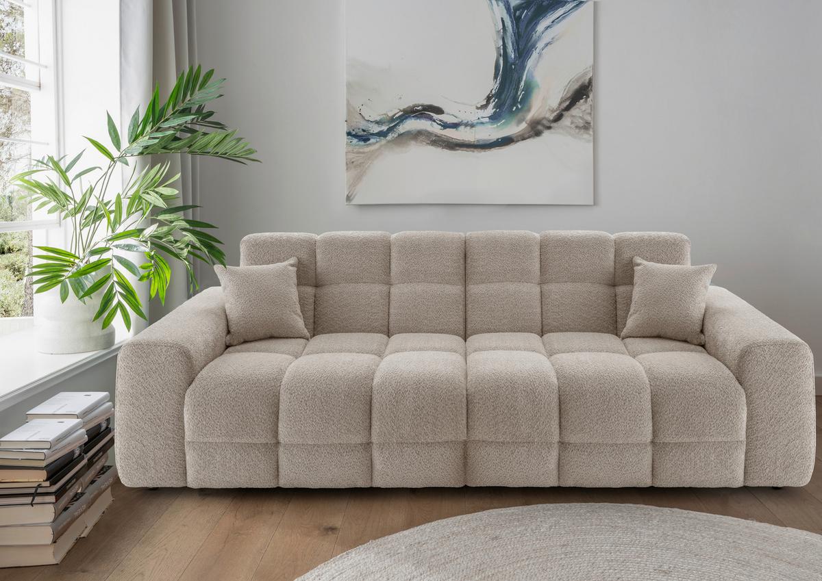 Viersitzer-Sofa Bosco, Beige B: 300 cm - Beige/Schwarz, MODERN, Textil (300/87/120cm) - Livetastic