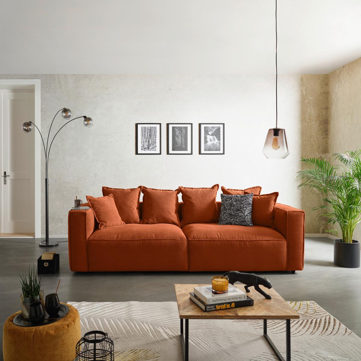 POHOVKA BIG SOFA COWBOY - černá/terracotta, Moderní, textil (280/72/109cm)
