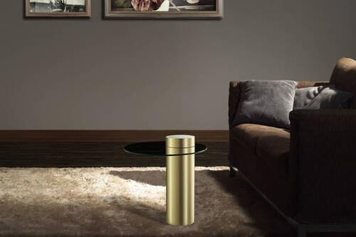 Beistelltisch Mit Glasplatte Rund Ontario, Grau/gold - Goldfarben/Grau, MODERN, Glas/Metall (46/46/52cm) - Kayoom