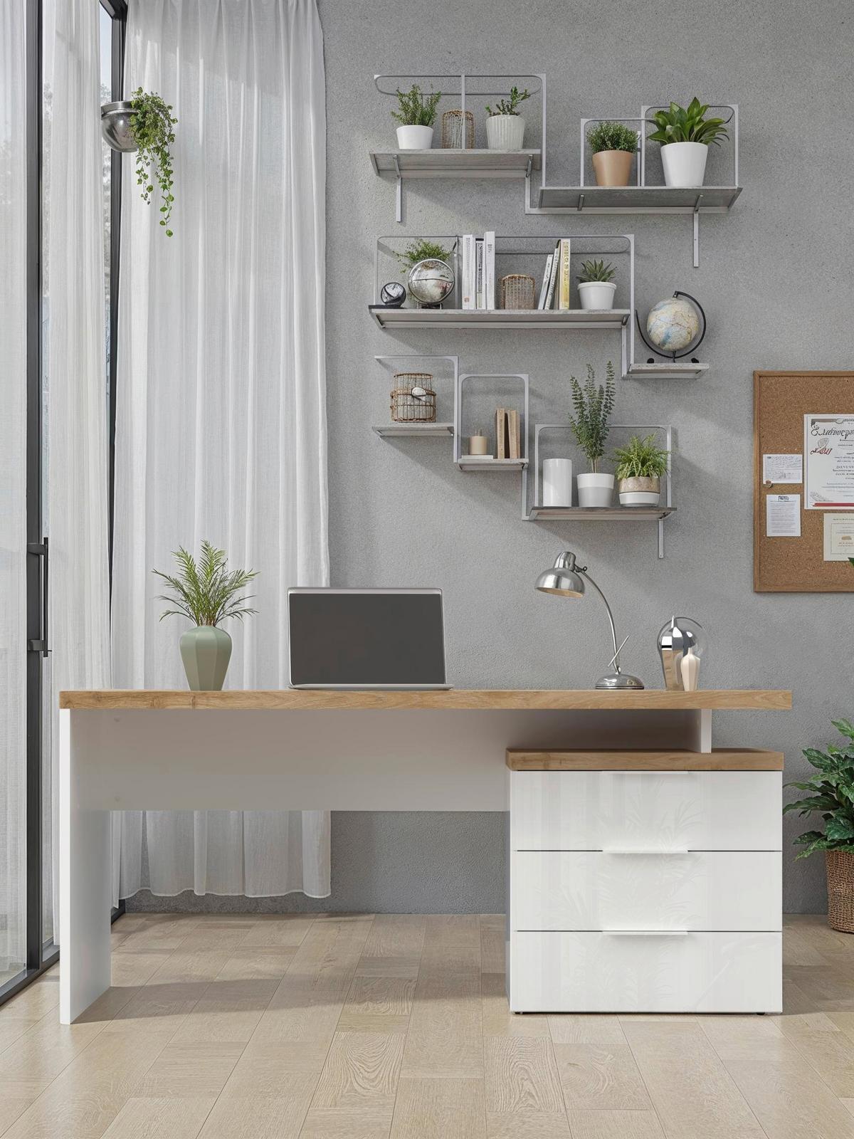 PSACÍ STŮL EASY OFFICE - bílá/barvy dubu, Moderní, kov/kompozitní dřevo (160/75/68cm) - Based