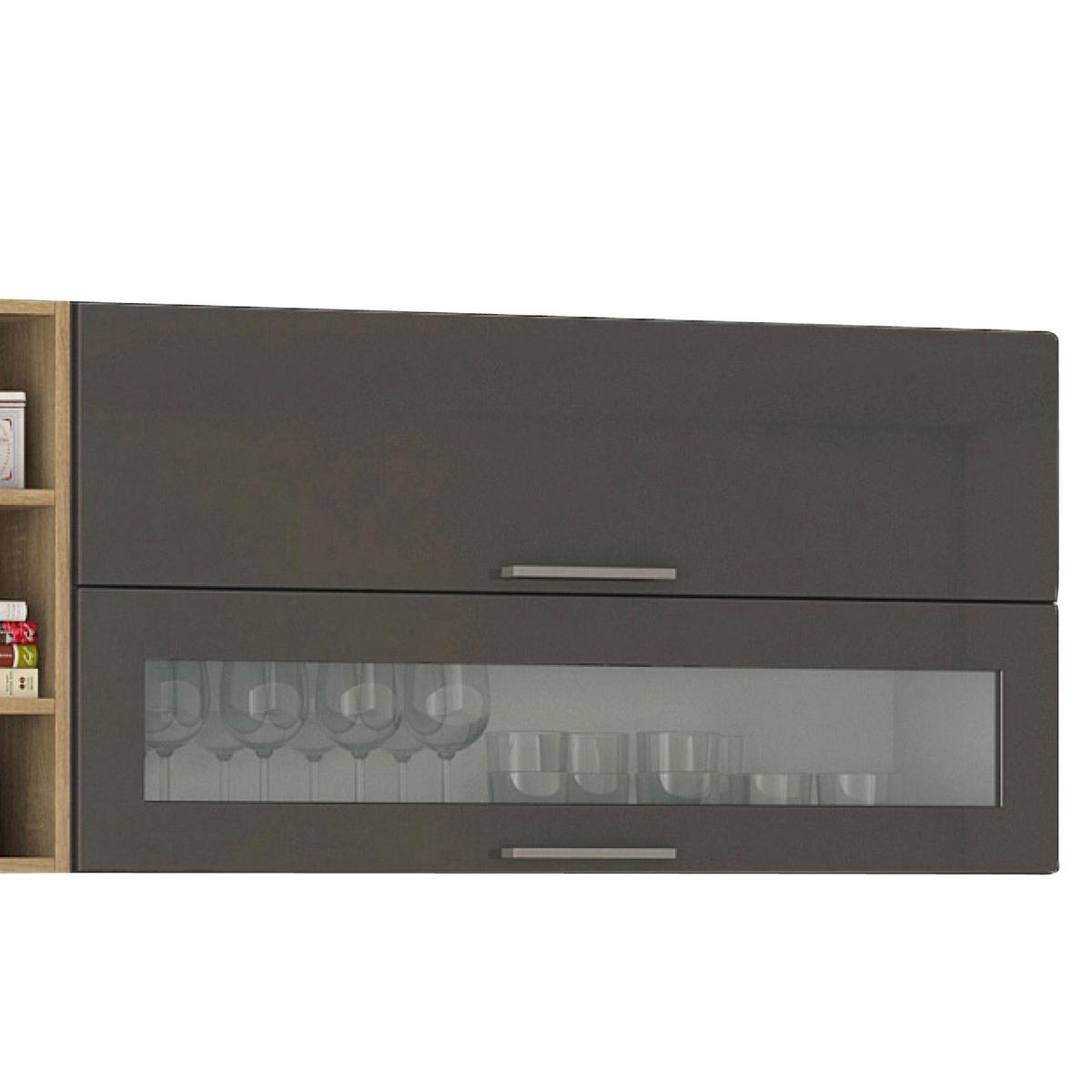 Küchenzeile Mailand M. Geräten 340 Cm Anthrazit Elegant - Eichefarben/Anthrazit, MODERN, Holzwerkstoff (340cm) - Held