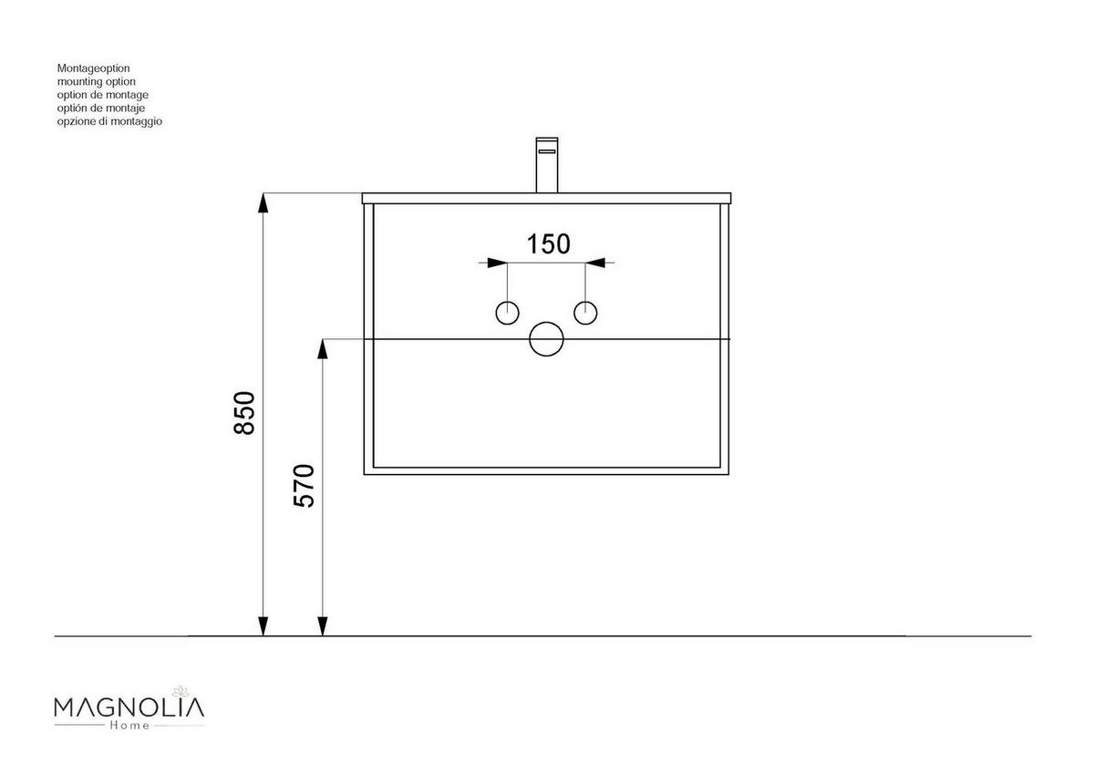 WASCHTISCHKOMBI Homeline, Graphitf, B: 71 cm - Graphitfarben/Weiß, Basics, Keramik/Holzwerkstoff (71cm) - MID.YOU