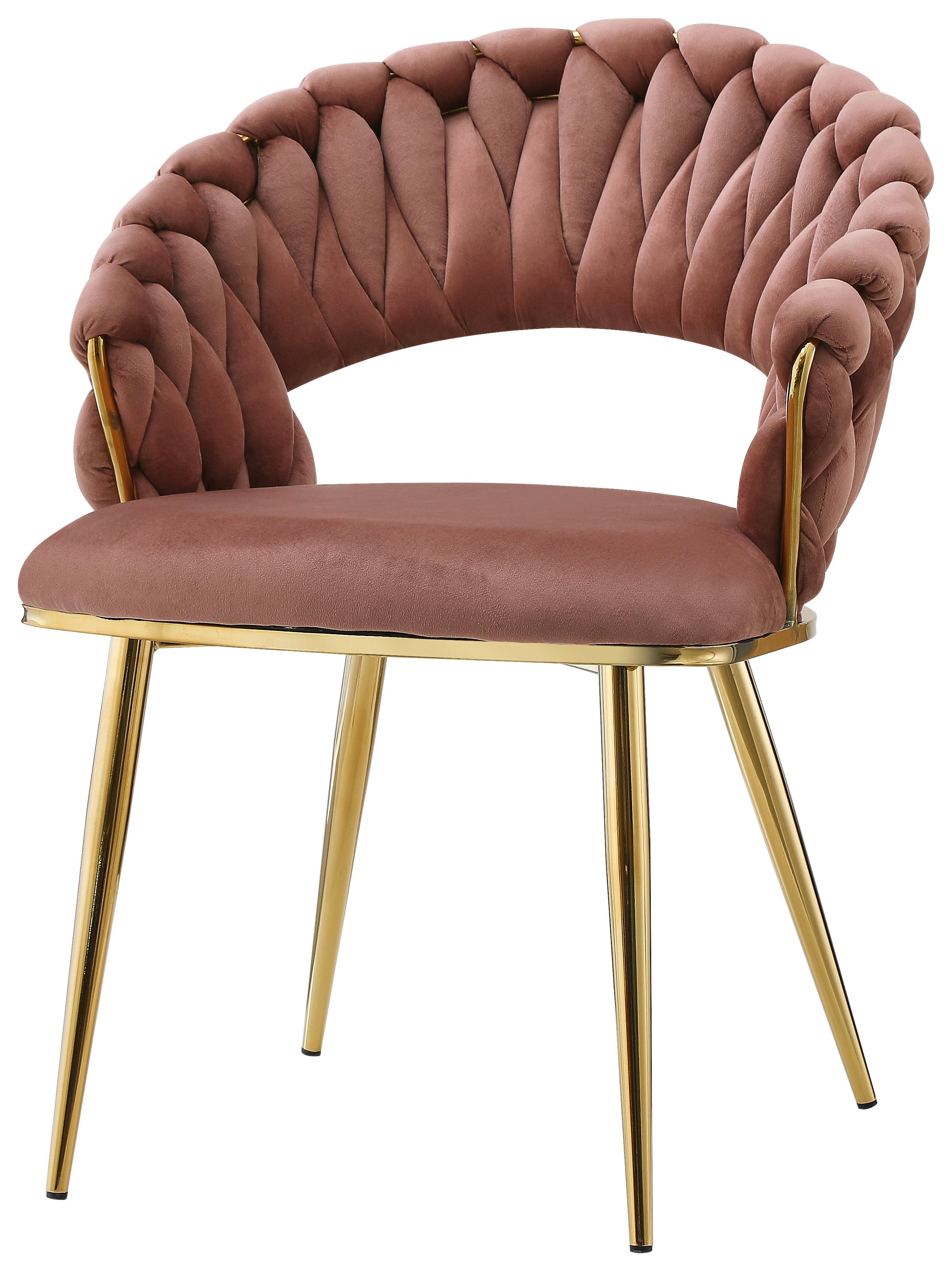 Armlehnstuhl-Set Finesse 125 Rosa - Goldfarben/Rosa, Design, Kunststoff/Metall (61/82/60cm) - Kayoom