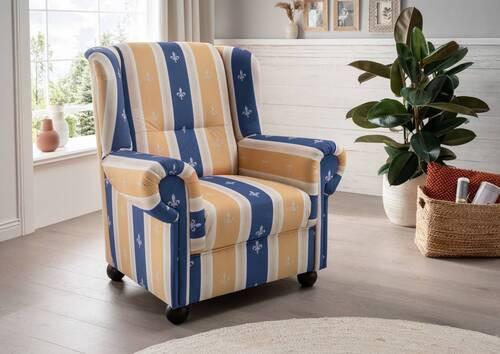 Ohrensessel Torello Blau B: 92 cm - Wengefarben/Blau, KONVENTIONELL, Textil (92/102/89cm) - Livetastic