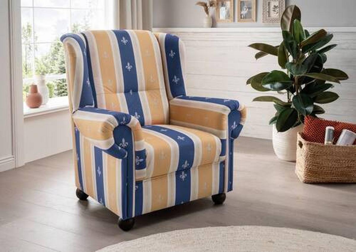 Ohrensessel Torello Blau B: 92 Cm - Wengefarben/Blau, KONVENTIONELL, Textil (92/102/89cm) - Livetastic