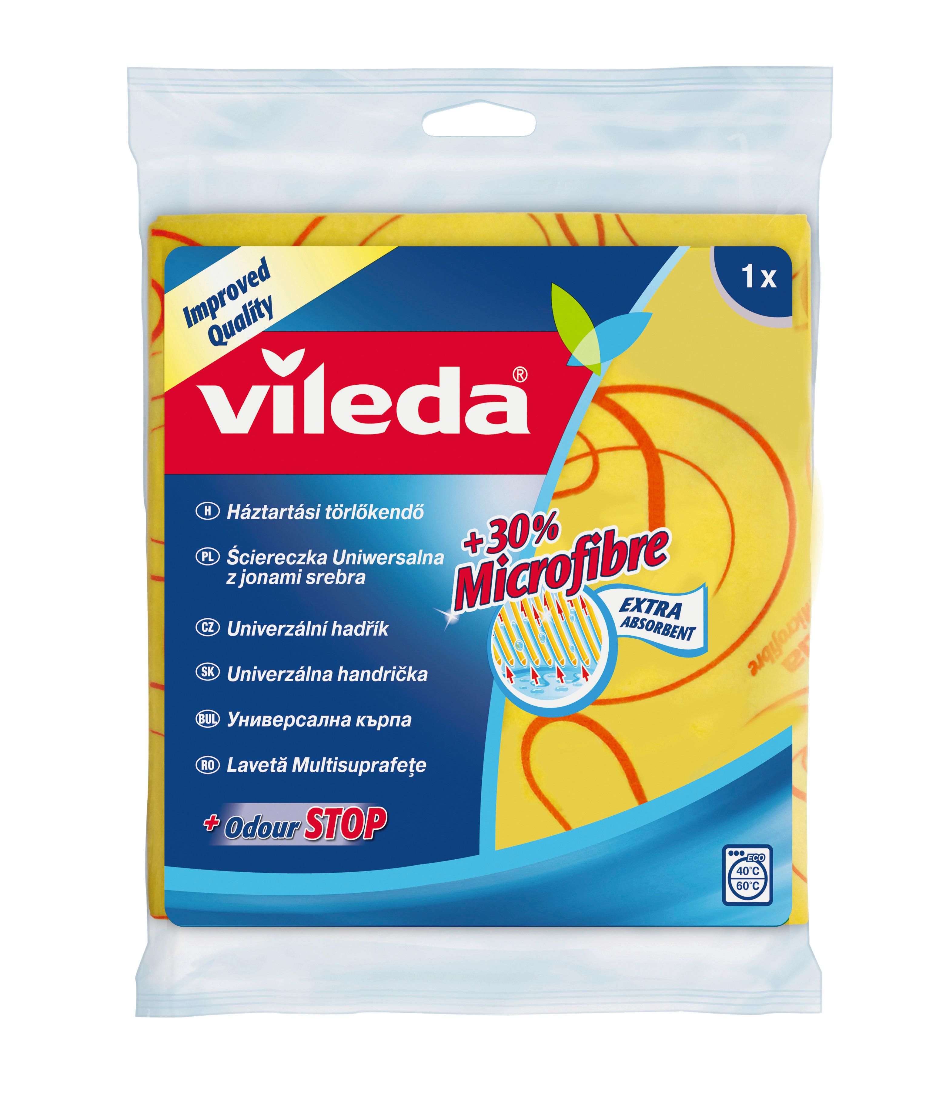 Törlőkendő Vileda - sárga, Konventionell, textil - Vileda