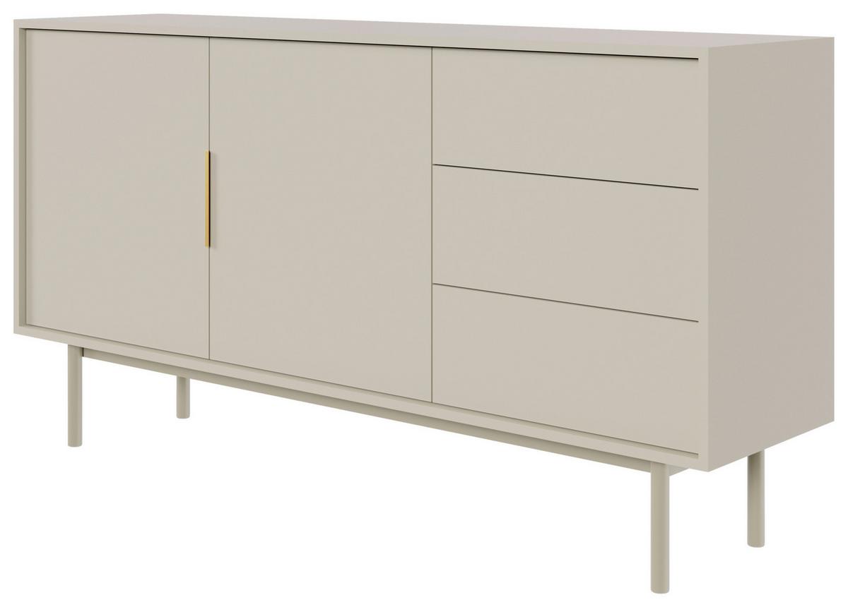 Široká komoda AVIV kašmír - kašmírová/barvy zlata, Design, kov/kompozitní dřevo (154/82/39cm) - Xora