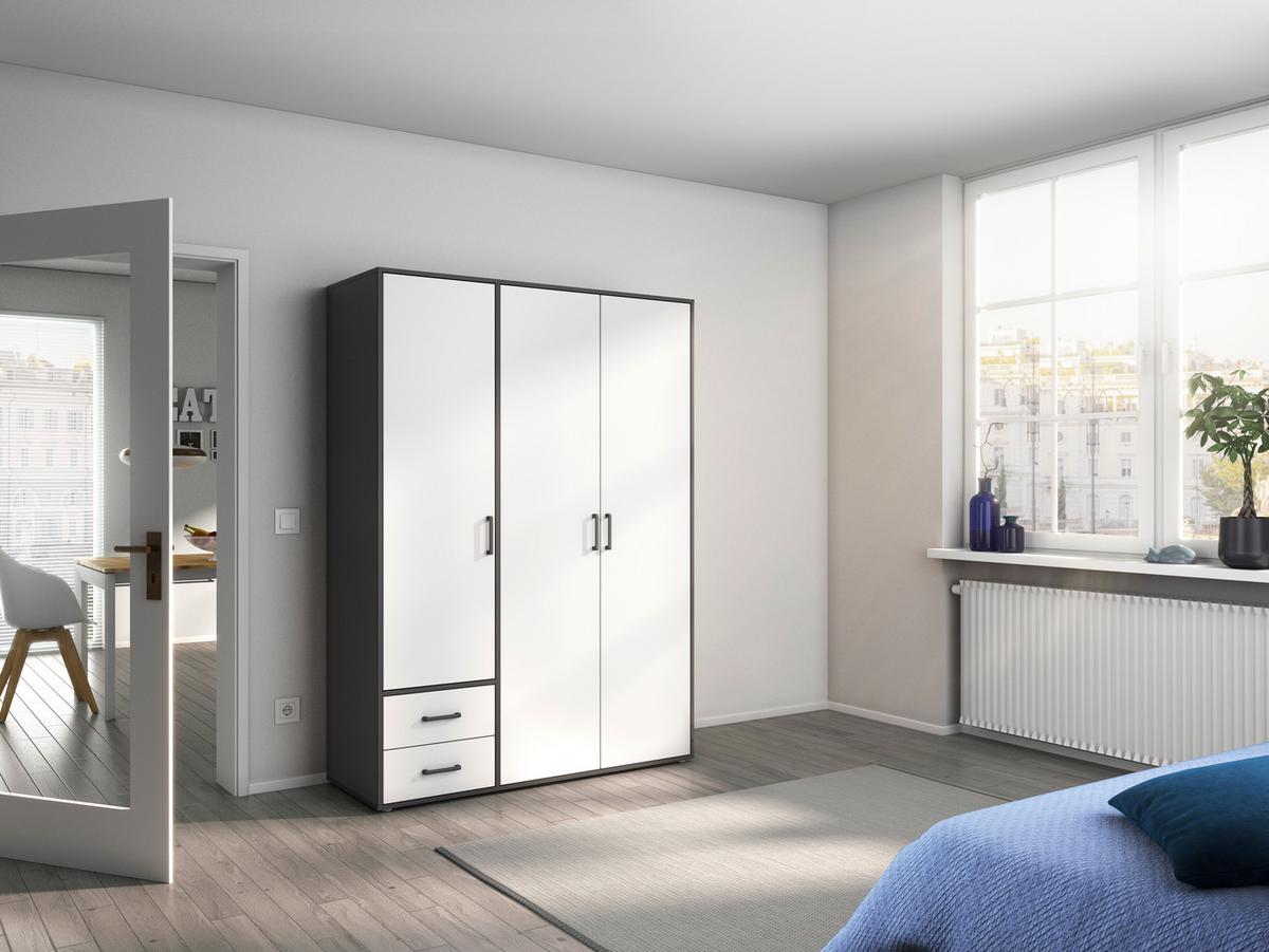 Drehtürenschrank Voyager Grau,weiß 140 Cm - Weiß/Grau, MODERN, Holzwerkstoff (140/194/53cm) - Rauch Möbel