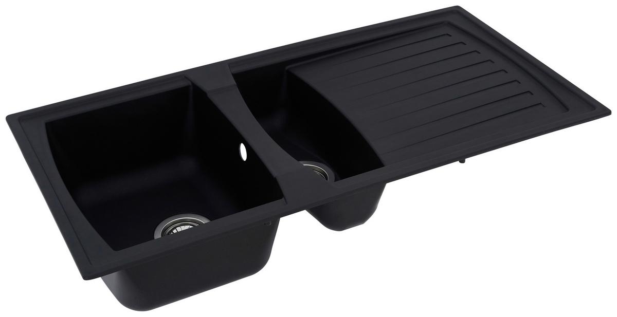 Spüle Respekta Boston Kunststein Bxt: 100x50 cm - Schwarz, Trend, Glas/Kunststoff (100/20/50cm) - Respekta