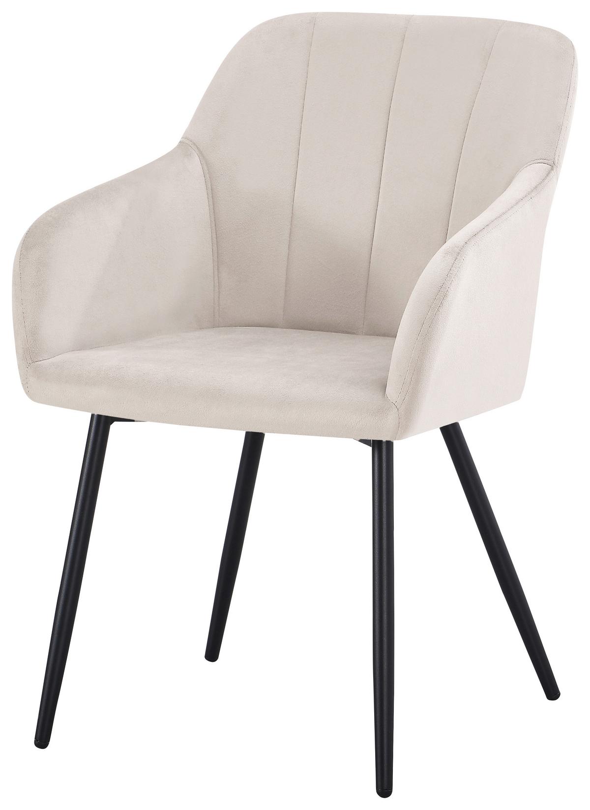 Armlehnstuhl Jenke Samt Beige, B: 56 cm - Beige/Schwarz, KONVENTIONELL, Textil/Metall (56/82/62cm) - Nedis SmartLife