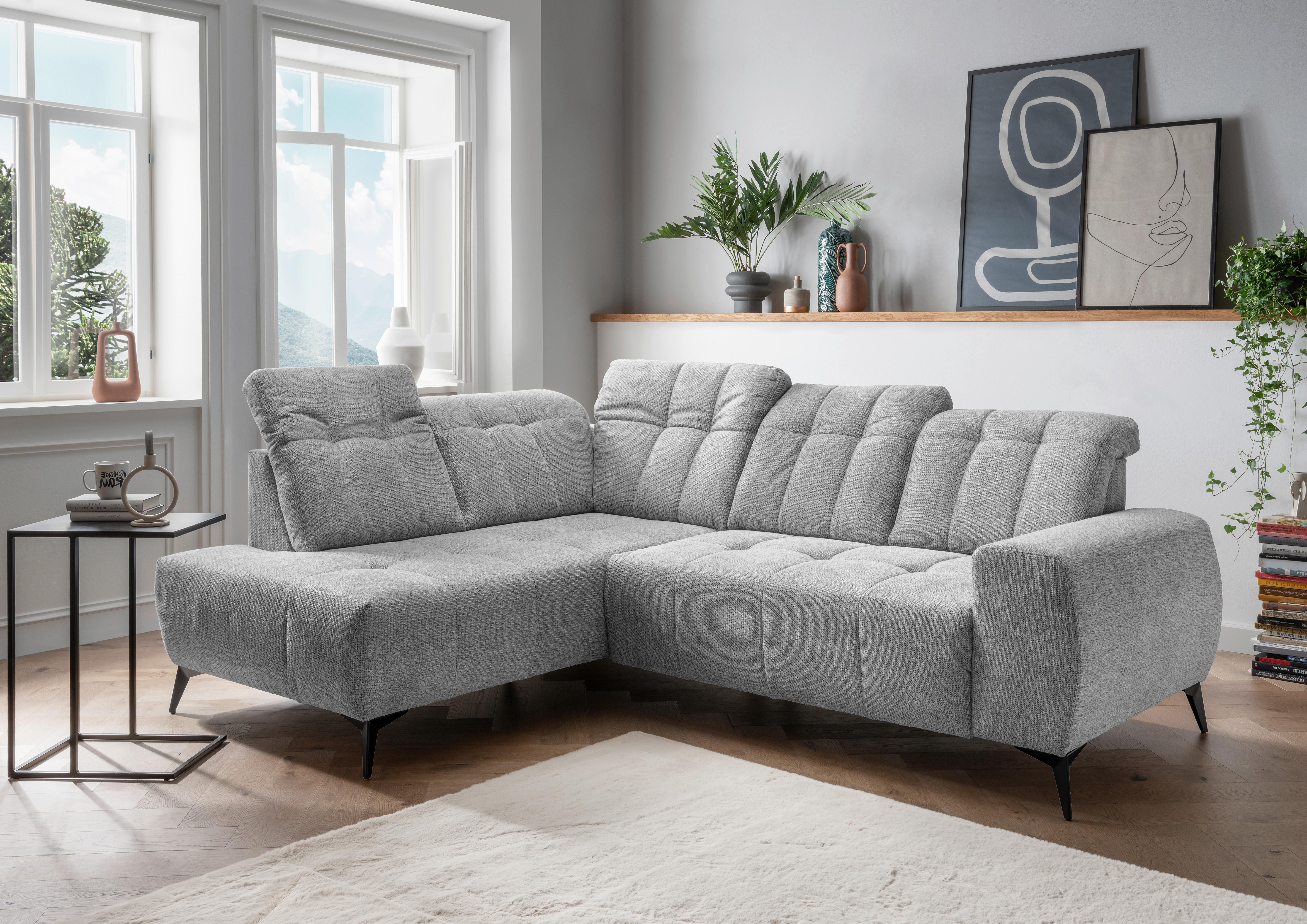 Ecksofa Mit Usb Anschluss Sano, Silberfarben, S: 200x261 Cm - Silberfarben/Schwarz, MODERN, Textil (200/261cm) - Livetastic