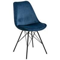 Jídelní židle ERIS samet - černá/tmavě modrá, Trend, kov/textil (48,5/85,5/54cm) - Carryhome