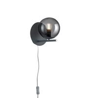 Wandleuchte Pure 1-flammig Rauchglaskugel - Anthrazit, Basics, Glas/Metall (20,6/18/21,3cm) - Trio Leuchten