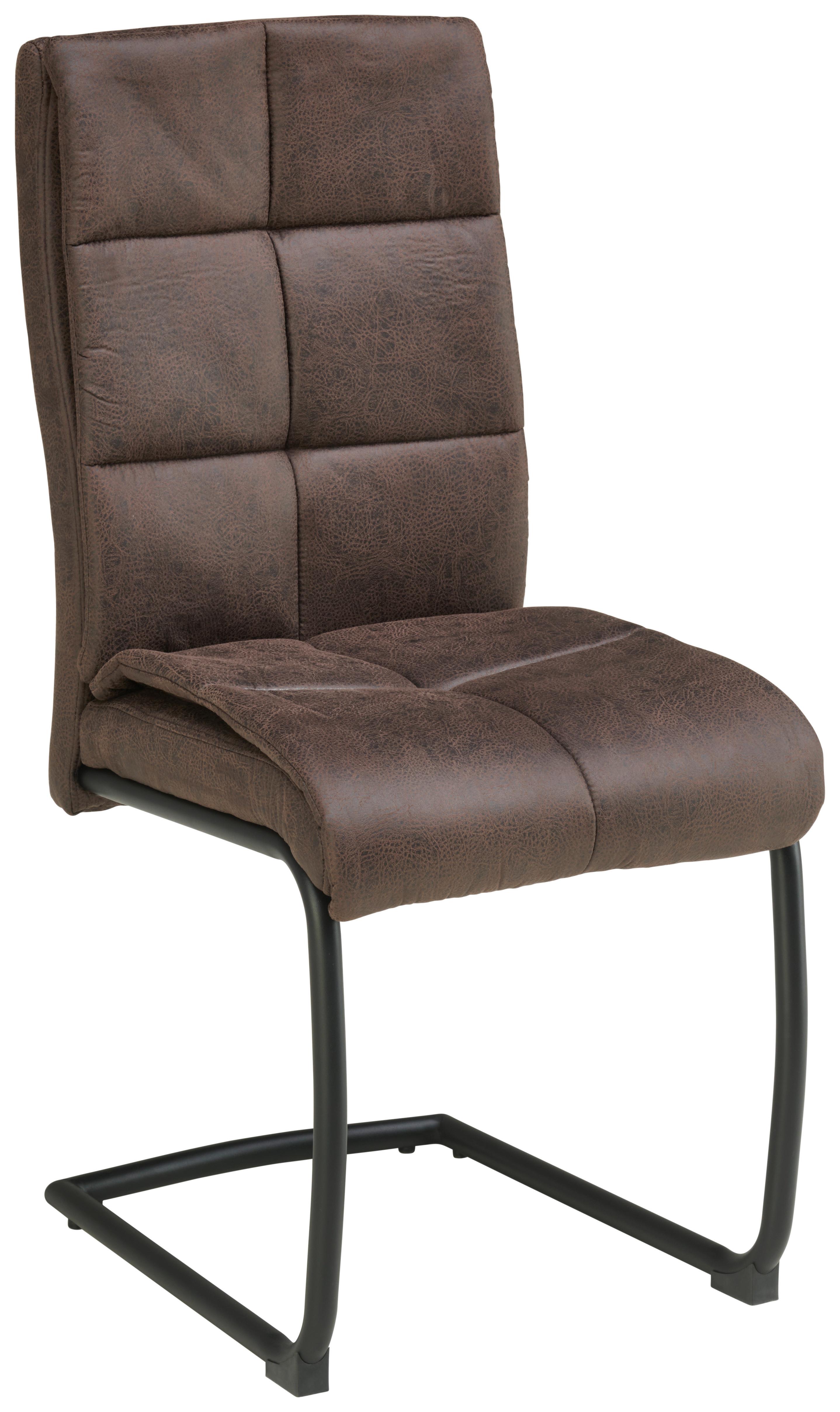 Schwingstuhl Kiana Micorfaser Braun, B: 38 cm - Schwarz/Braun, LIFESTYLE, Textil/Metall (38/97/45cm) - Livetastic