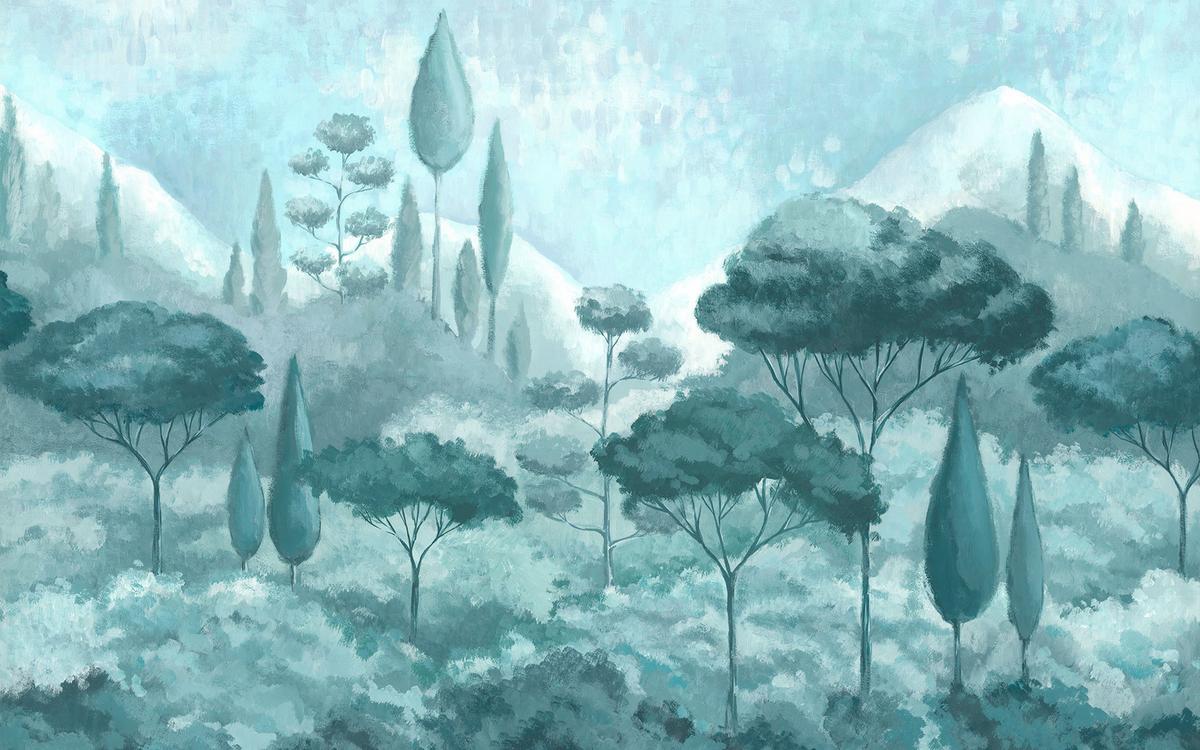 Vliestapete Soothing Scenery - Blau/Weiß, Basics (400/250cm) - Komar
