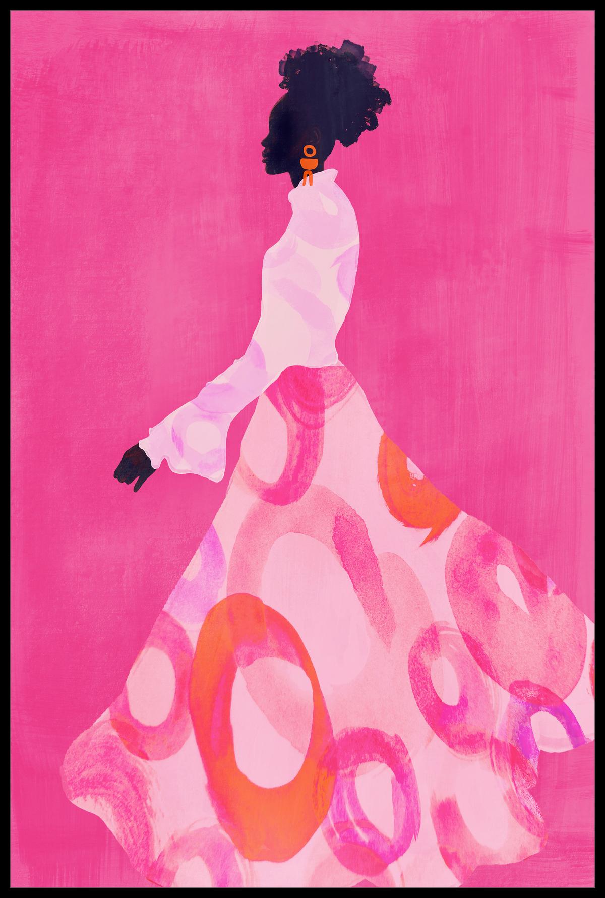 Obraz na plátně Denise, ca. 60/90cm - pink/černá, Moderní, kompozitní dřevo/textil (60/90cm) - Premium Living