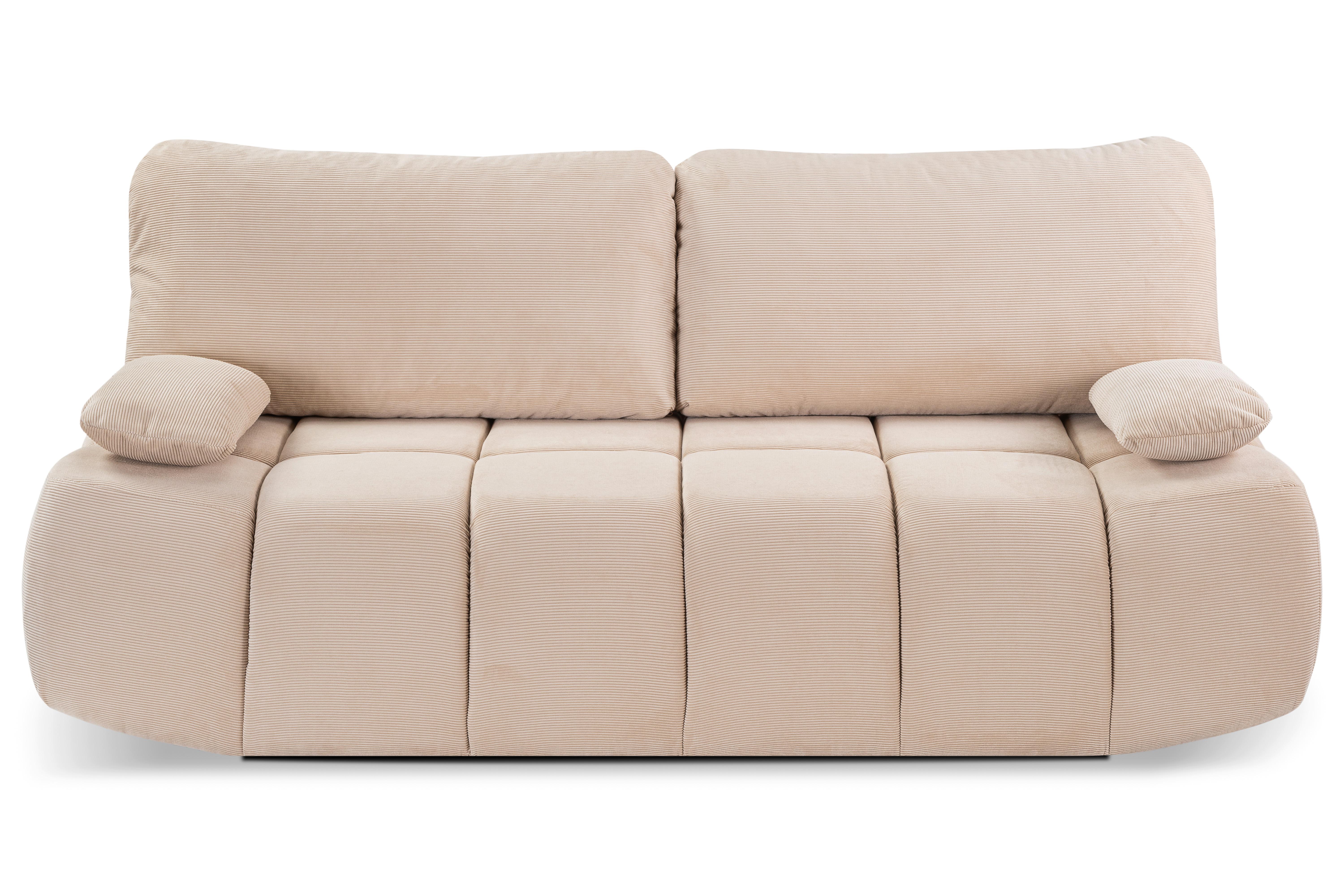 Schlafsofa Lauder Beige B: 207cm - Beige/Schwarz, Basics, Holz/Textil (207/93/105cm) - MID.YOU