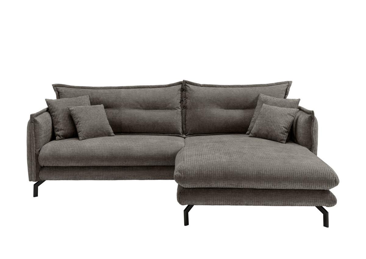 Ecksofa Lava Graubraun S: 255x180 cm - Graubraun/Schwarz, Design, Textil (255/180cm) - Livetastic