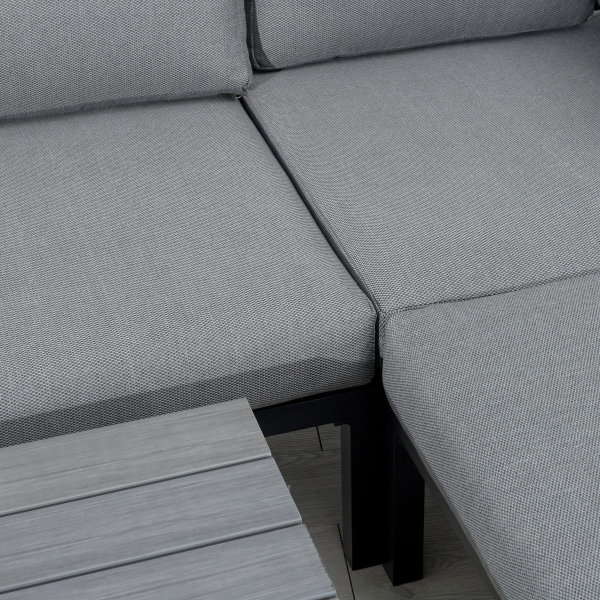 Loungegarnitur Miro - Anthrazit/Grau, MODERN, Textil/Metall (251/251cm) - Gardenson