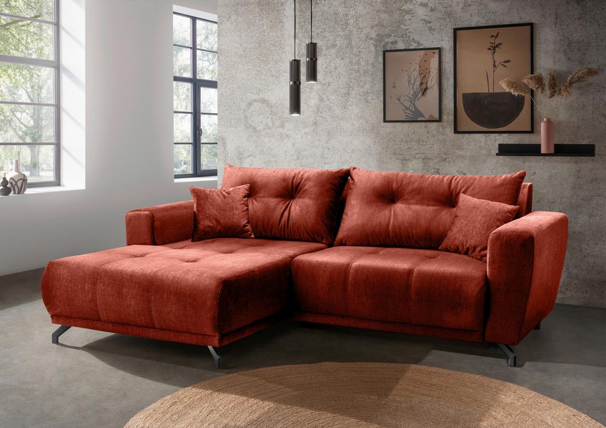 Ecksofa Restato Koralle S: 177x246 cm - Koralle/Schwarz, MODERN, Textil (177/246cm) - MID.YOU
