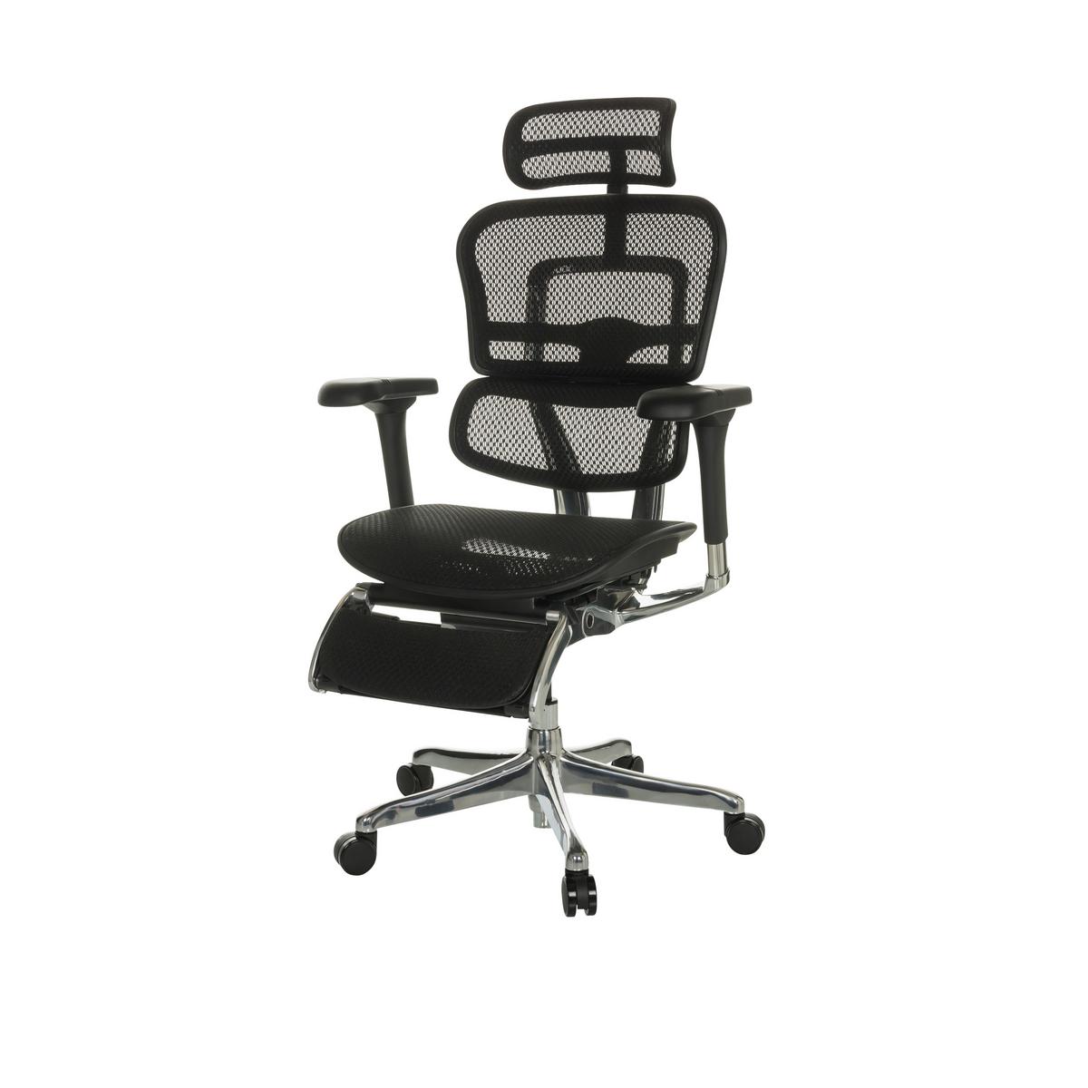 Drehstuhl Ergohuman Plus Legpro I - Schwarz/Grau, Basics, Kunststoff/Textil (68/118-141/64cm) - MID.YOU